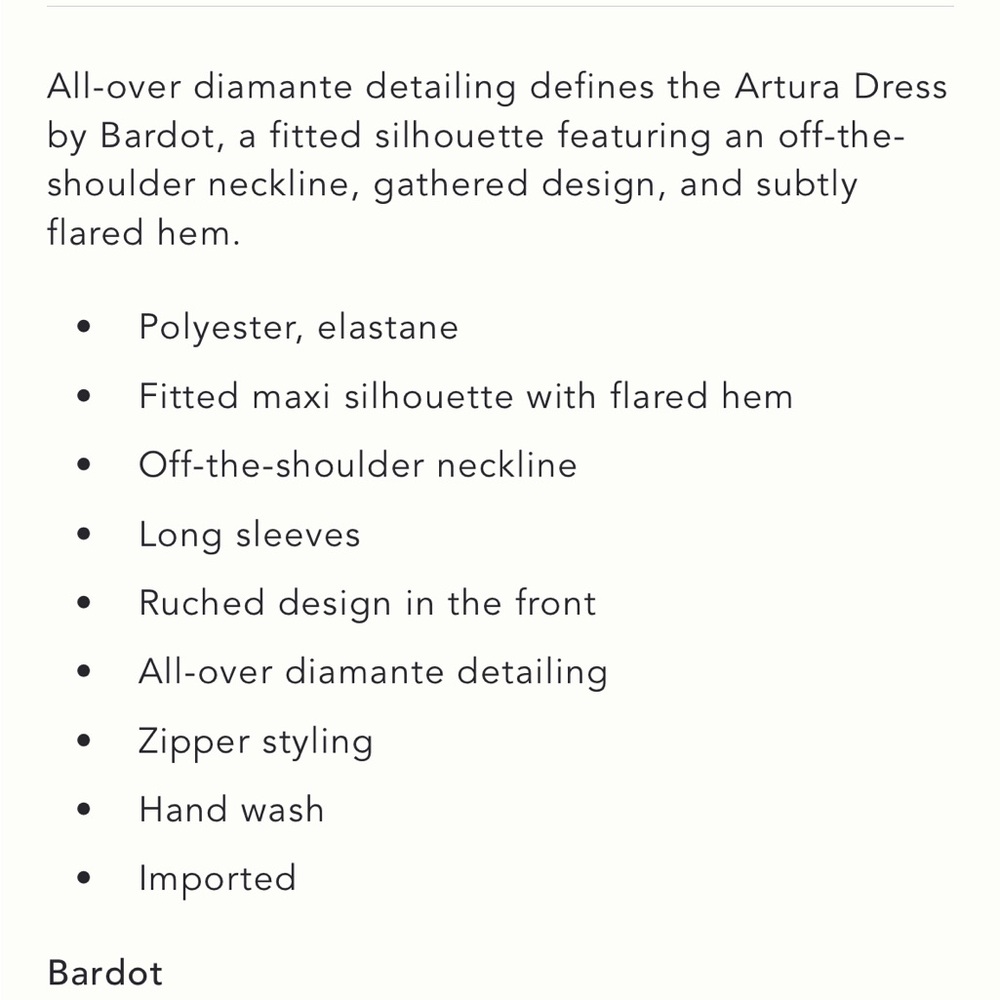 Anthro Bardot Artura Diamante Fitted Off shoulder Ruched Maxi Dress Event Dates - Picture 14 of 15